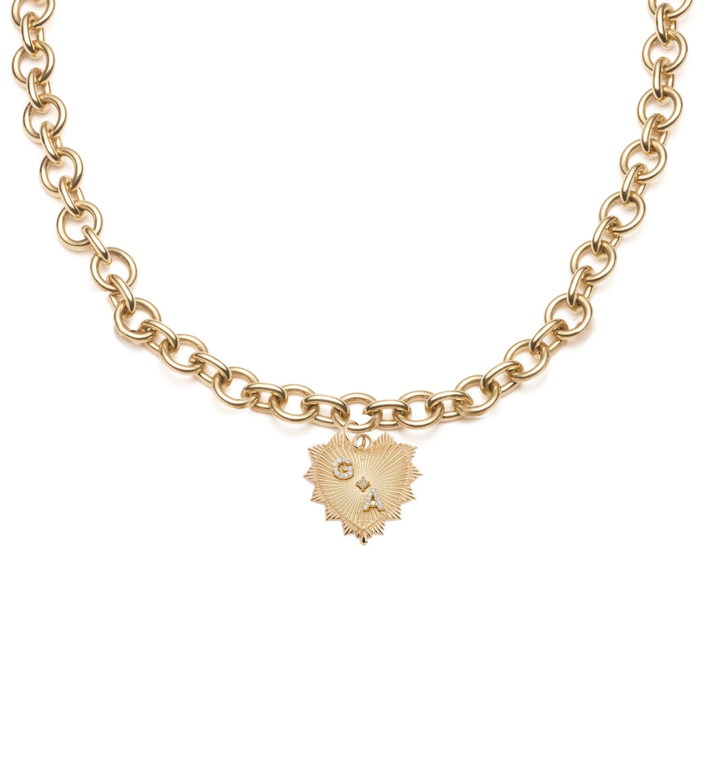 18K Yellow Gold Custom Radiating Heart : Midsize Mixed Link Chain Necklace – FoundRae