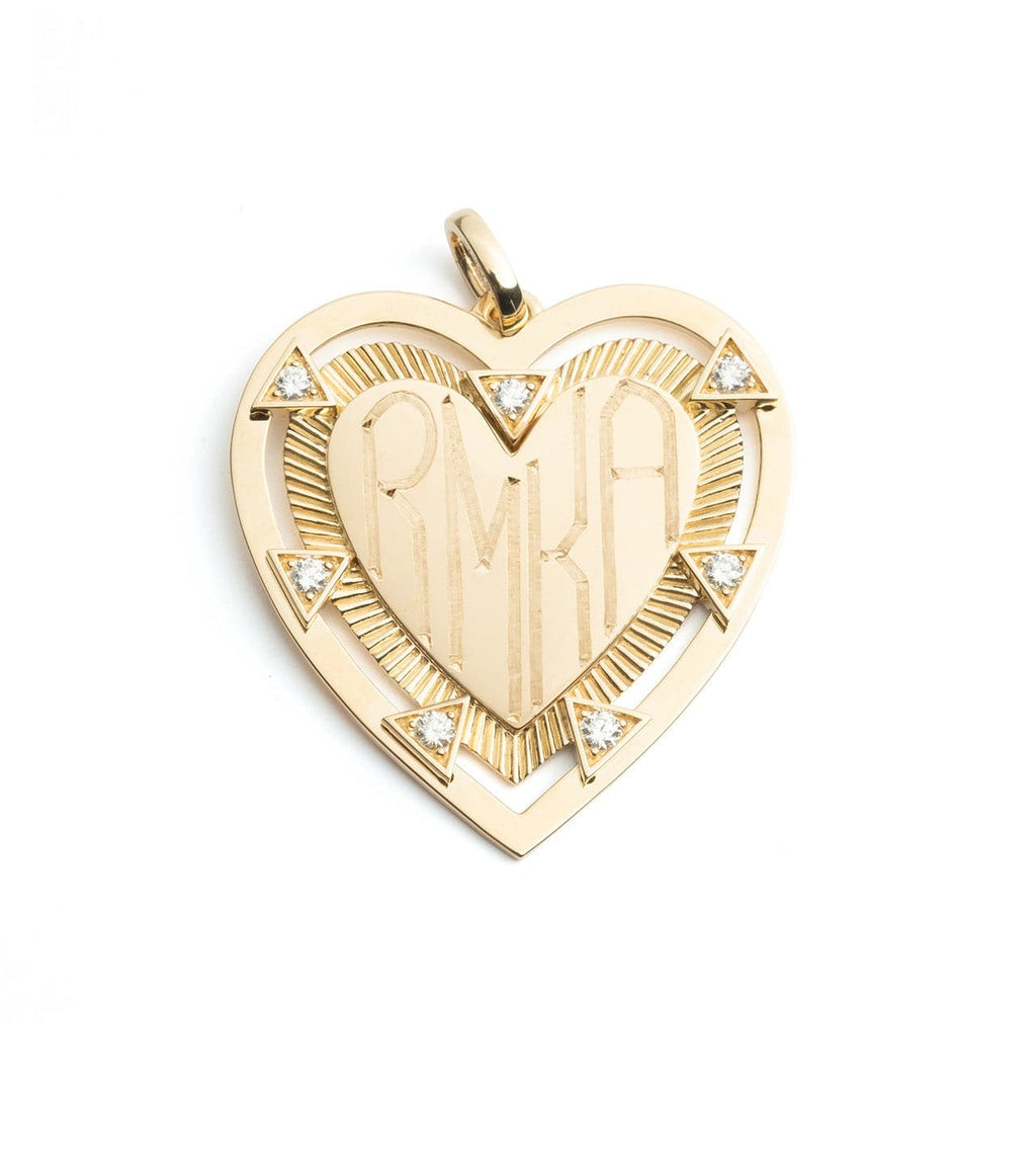 18K Yellow Gold Heart - True Love : Oversized Engravable Heart Medallion with Oval Pushgate – FoundRae