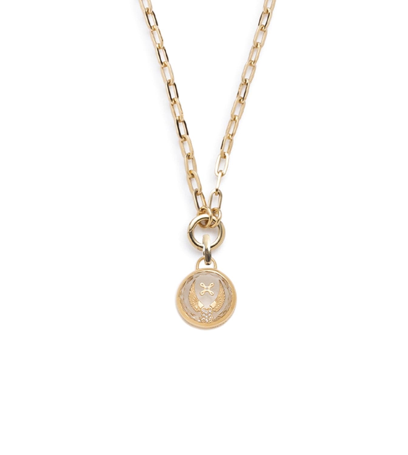 18K Yellow Gold Diamond Symbol Disk Drop Necklace – FoundRae
