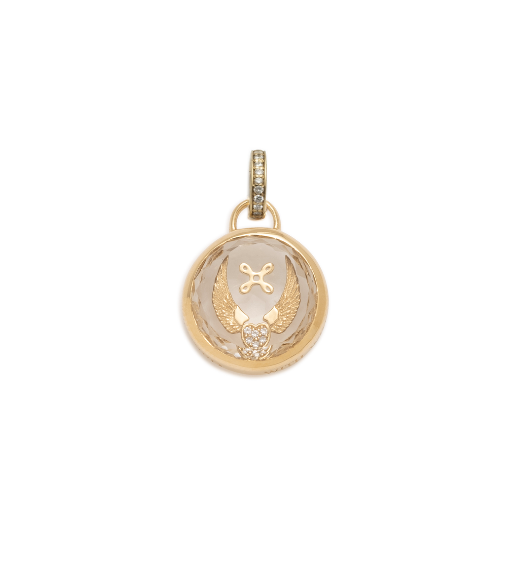 18K Yellow Gold Beloved with Wings We Fly : Round Sealed Gemstone Medallion with Oval Pushgate – FoundRae