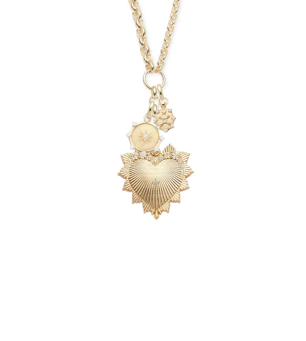 Graduated Diamond Heart Love Token - True Love & Vivacity : Heavy Mixed Belcher Extension Necklace view 1