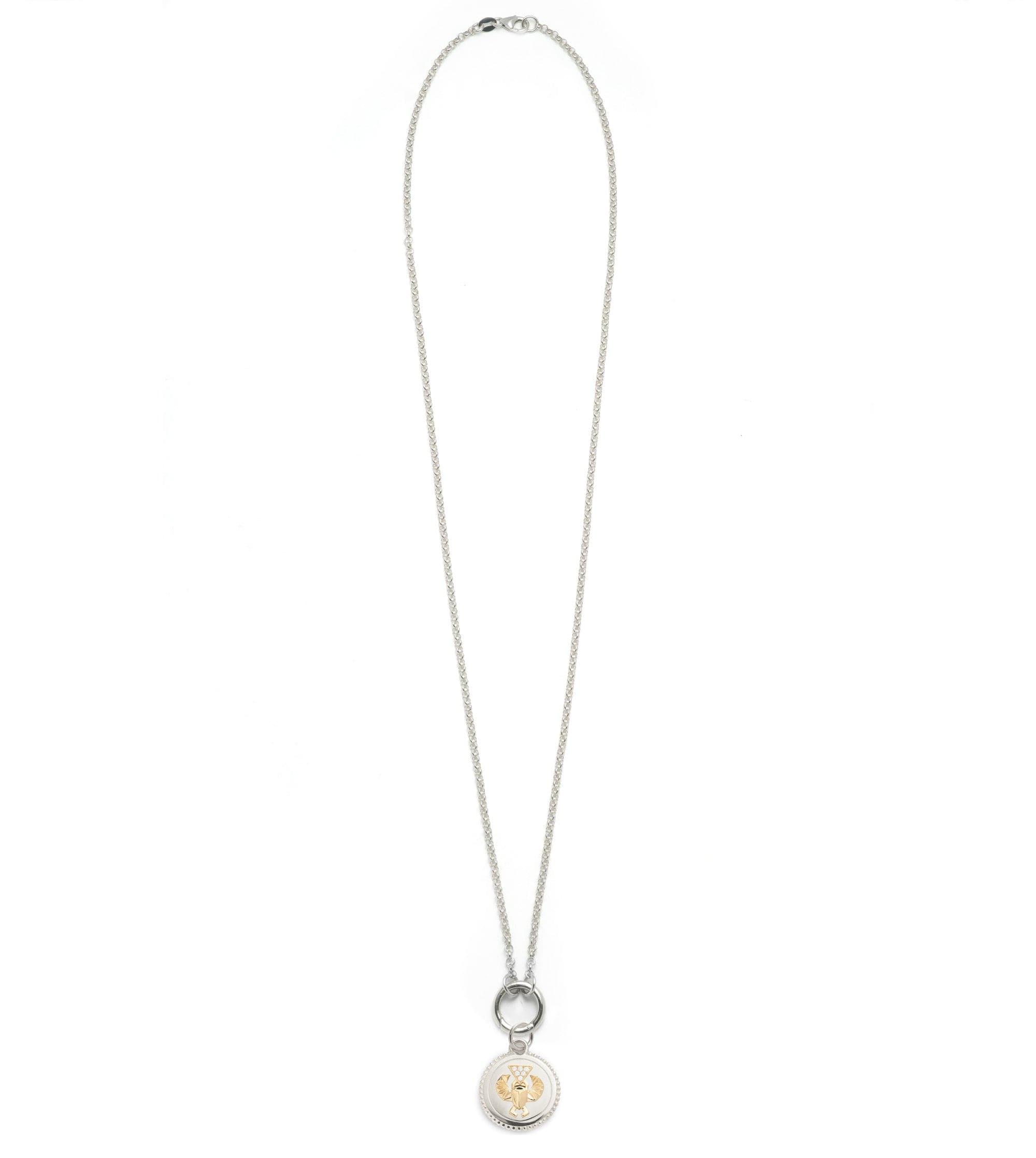Protection : Small Open Belcher White Gold Necklace