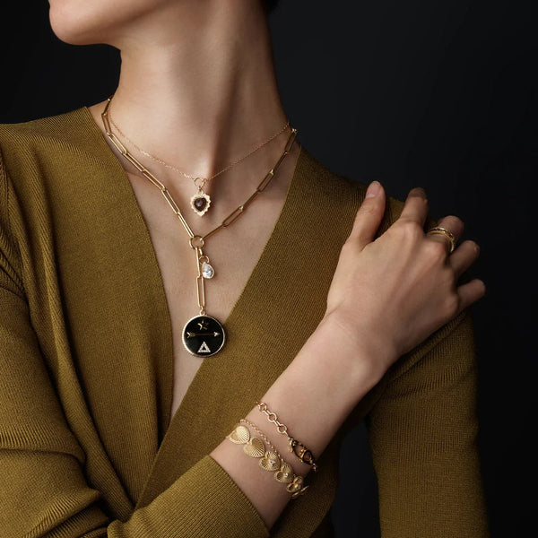 Custom Heart Love Token Bracelet : in Yellow Gold with Diamonds