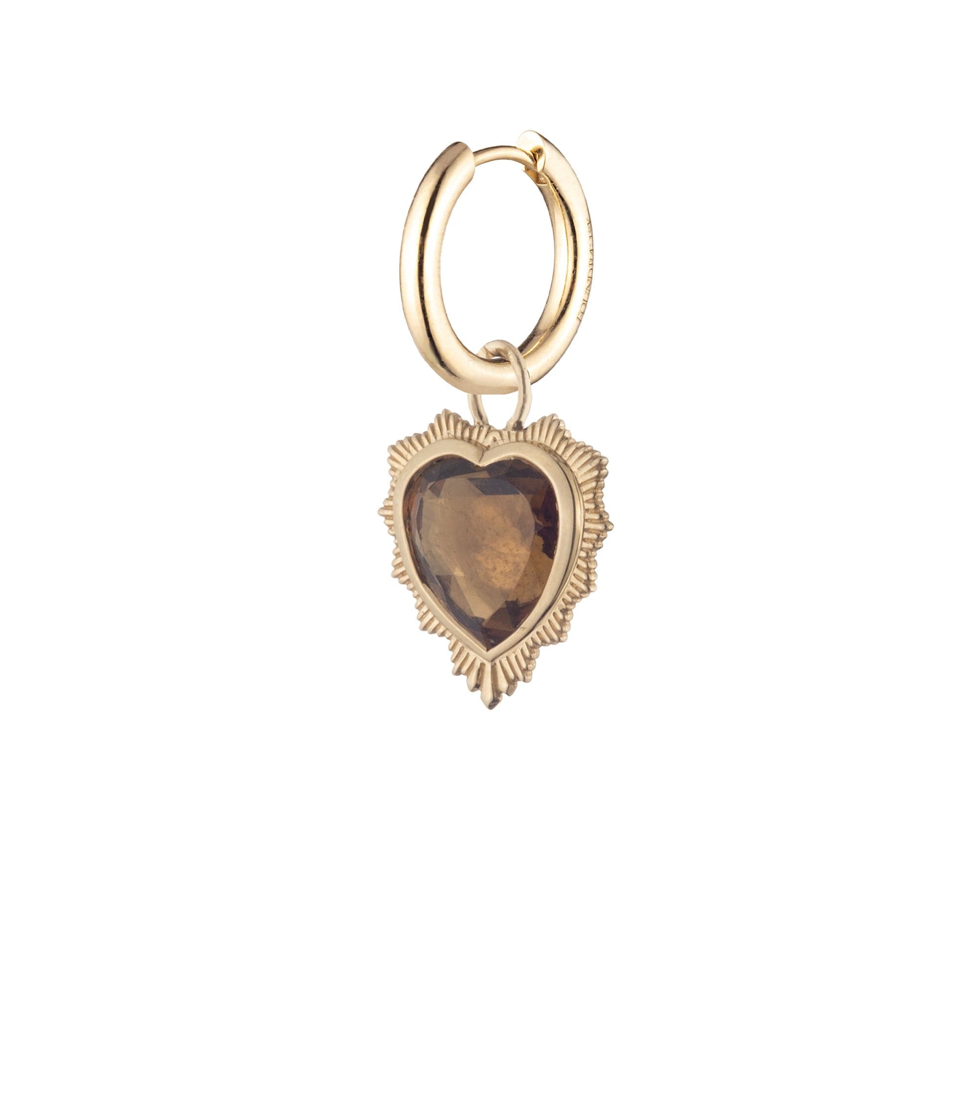 Gemstone Heart - Love : Champagne Citrine Small Chubby Ear Hoop