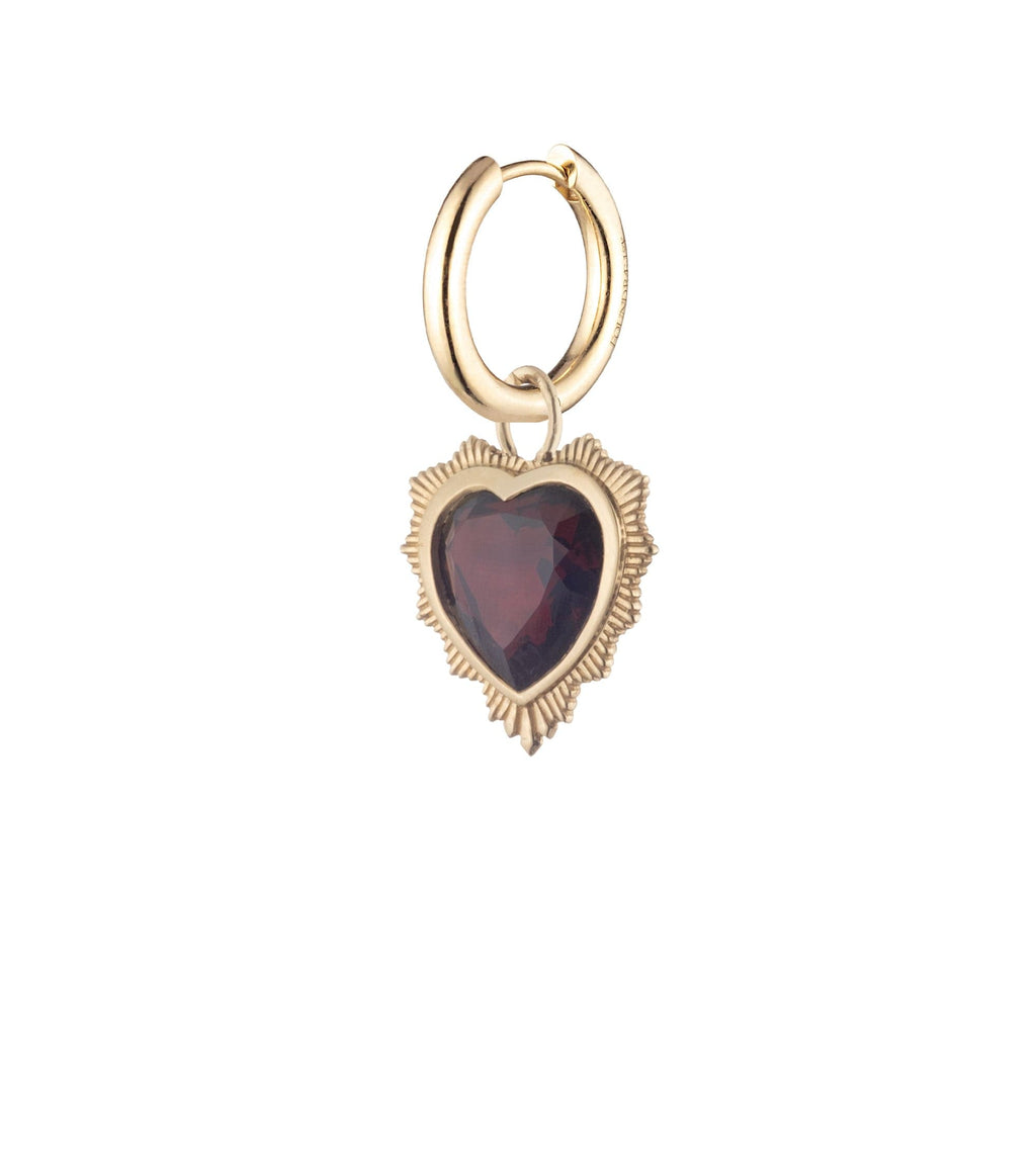 Gemstone Heart - Love : Garnet Small Chubby Ear Hoop view 1