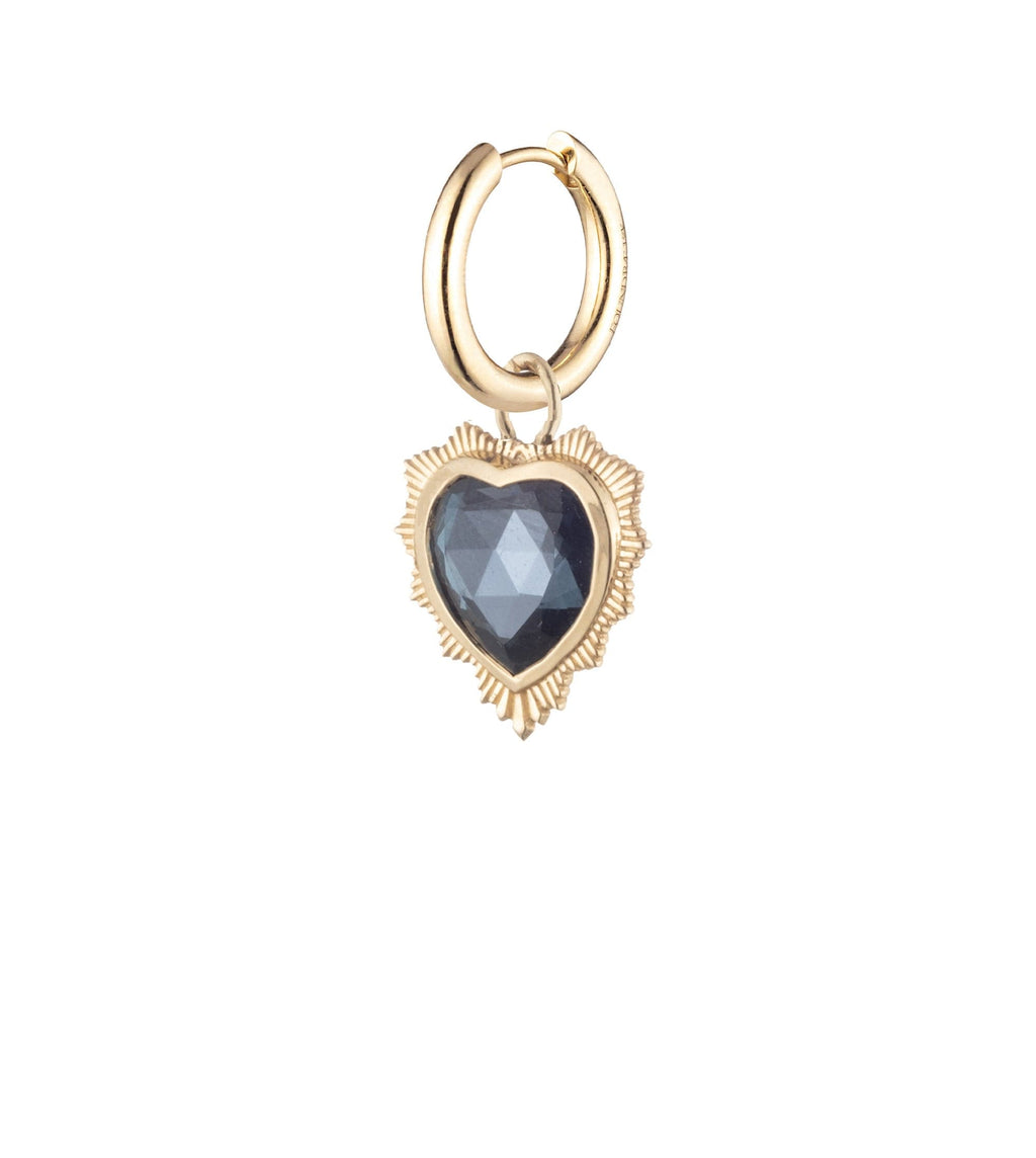 18K Yellow Gold Gemstone Heart - Love : London Blue Topaz Small Chubby Ear Hoop – FoundRae