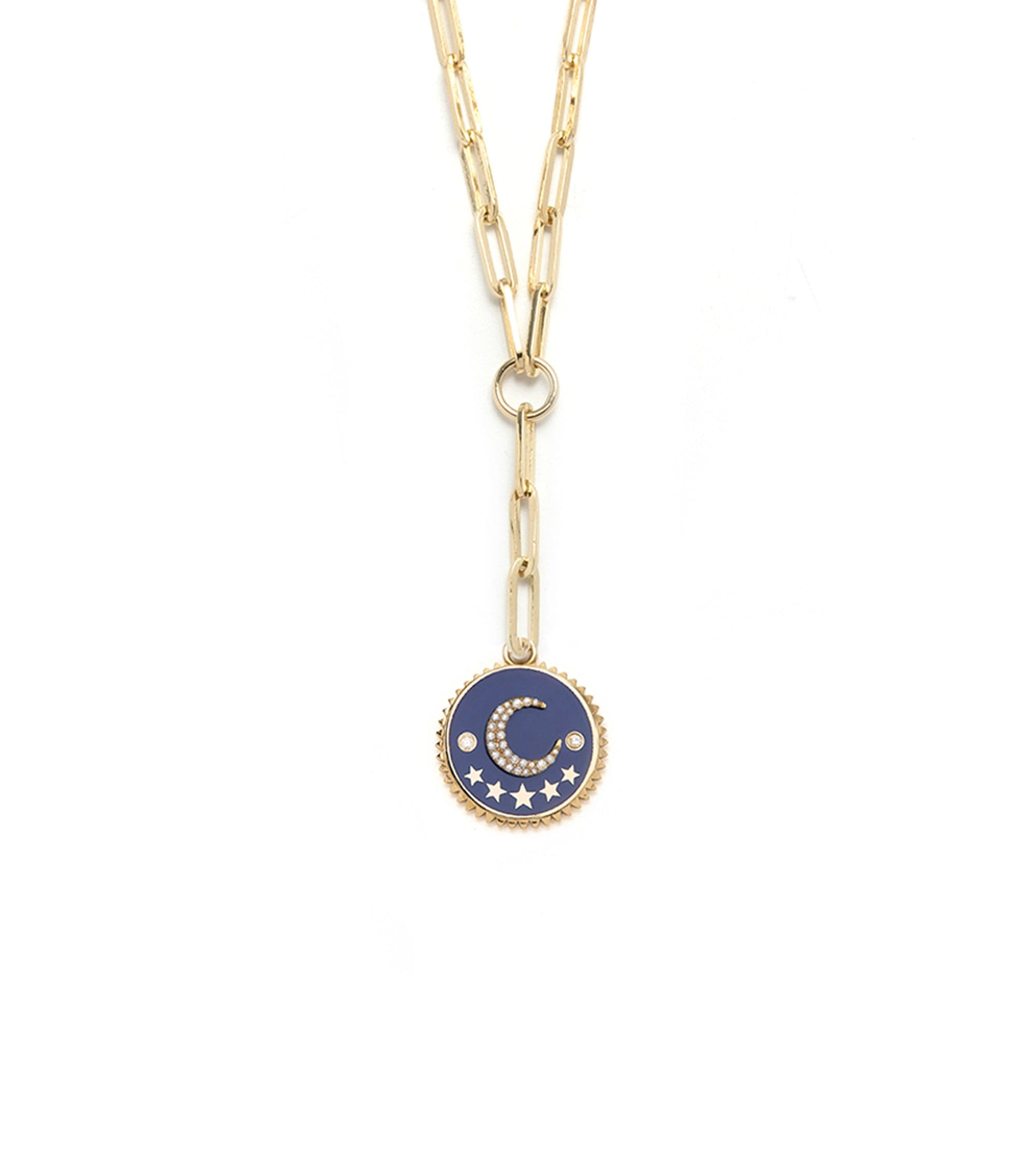 Blue Crescent : Champleve Classic Fob Clip Extension Chain Necklace