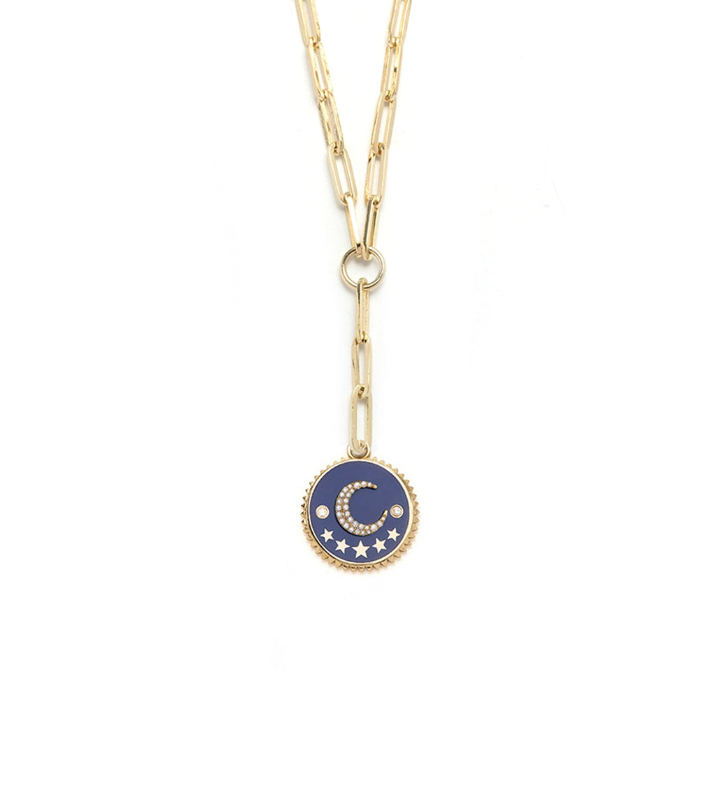 Blue Crescent : Champleve Classic Fob Clip Extension Chain Necklace view 1