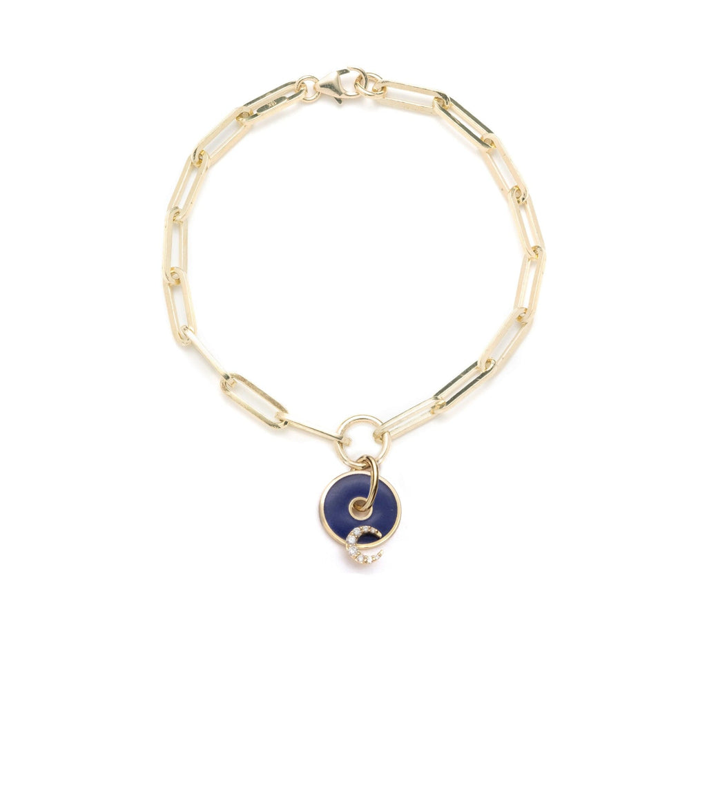 Blue Crescent- Karma : Disk Classic Fob Clip Chain Bracelet view 1