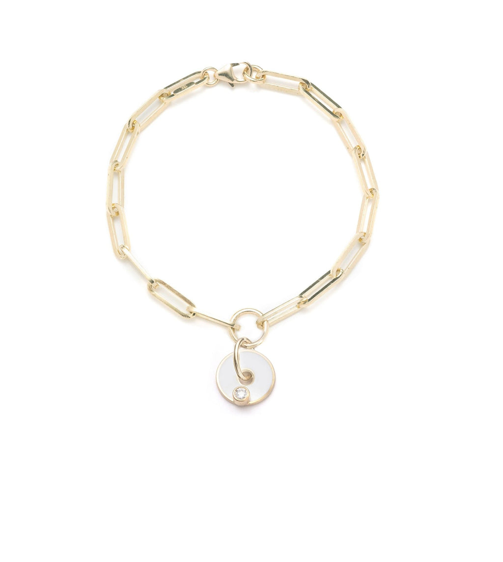 White Diamond - Wholeness : Disk Classic Fob Clip Chain Bracelet view 1