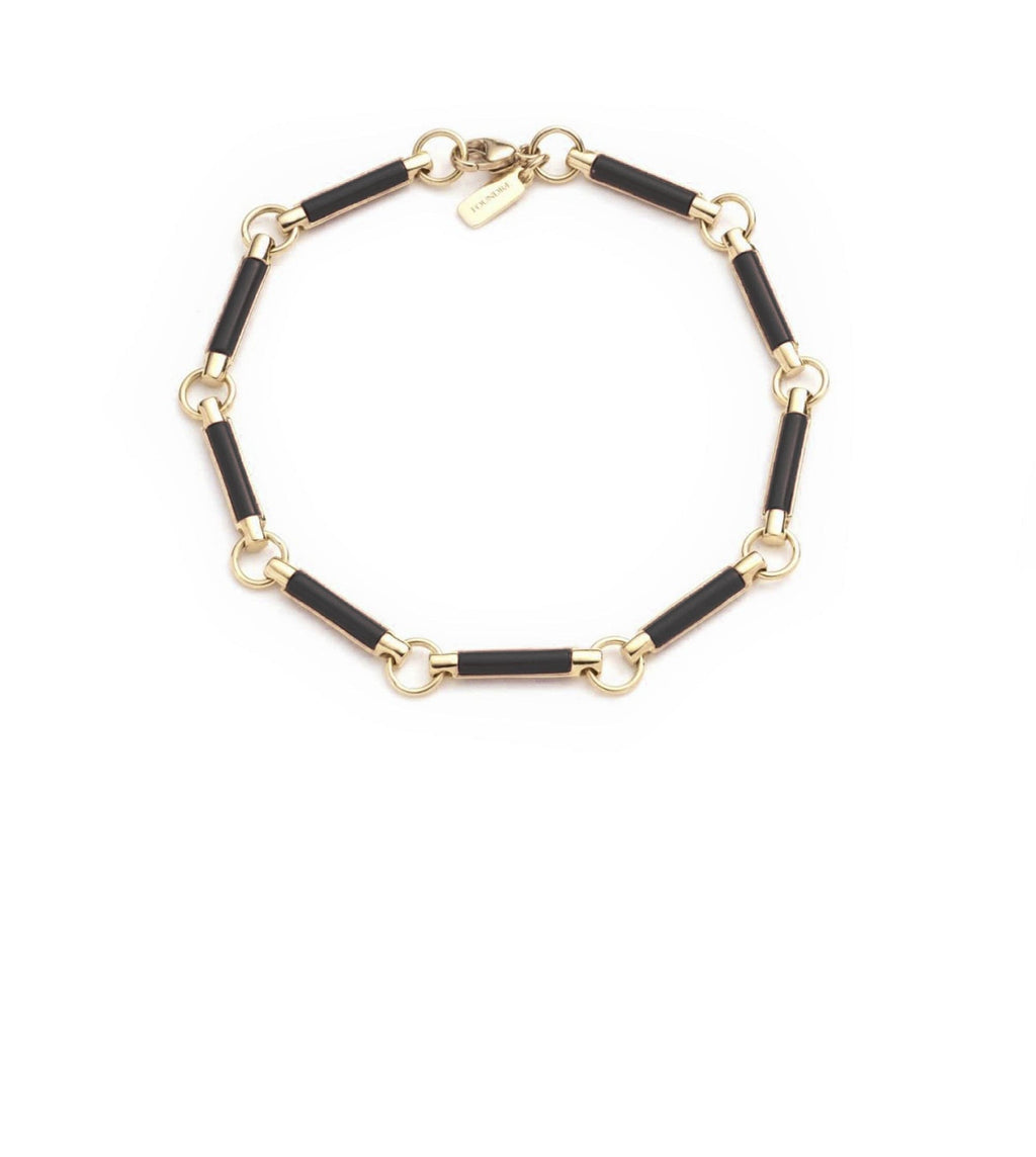 18K Yellow Gold Onyx Stone Chain Bracelet – FoundRae