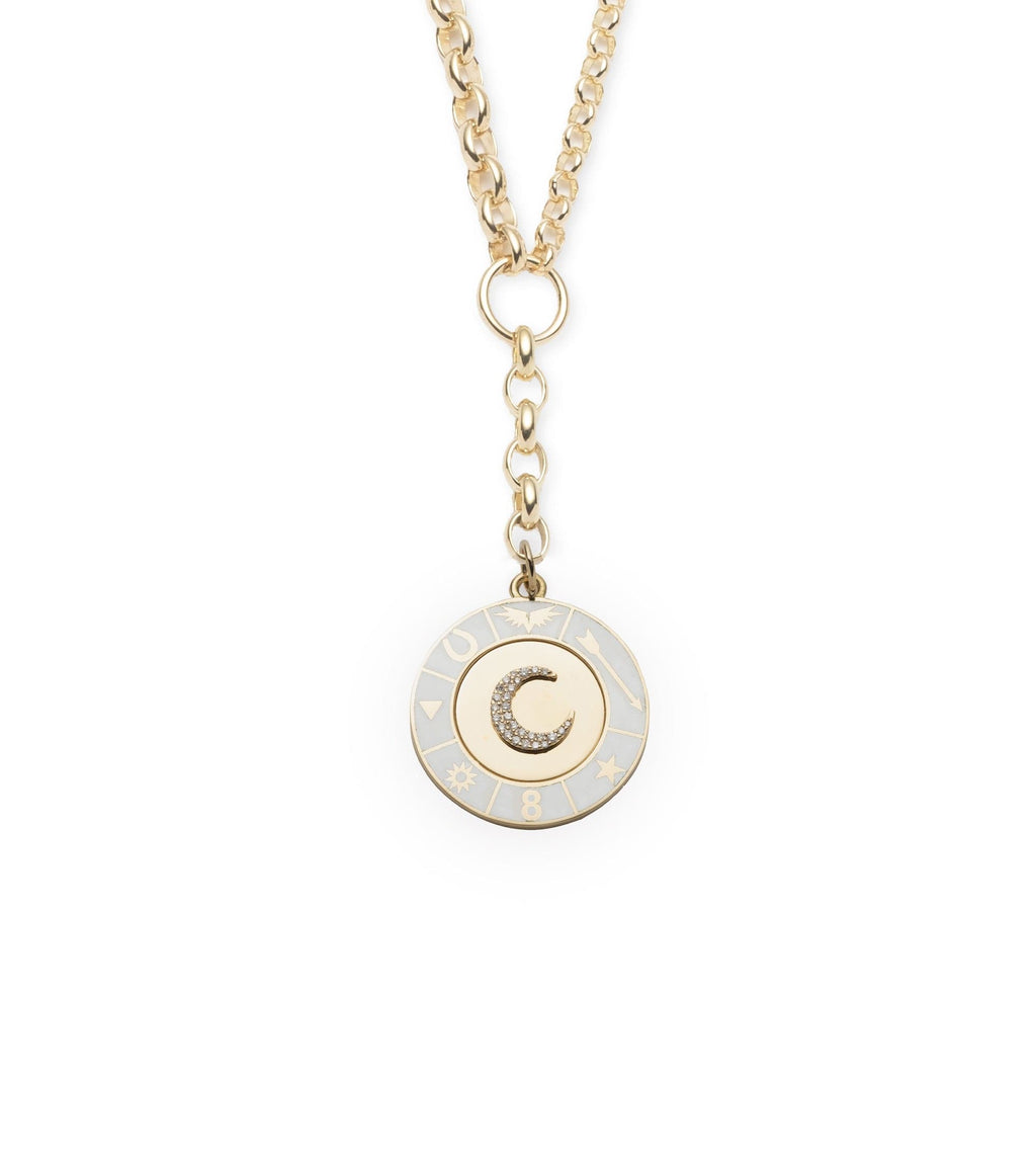 White Crescent : Champleve Heavy Mixed Belcher Extension Chain Necklace view 1