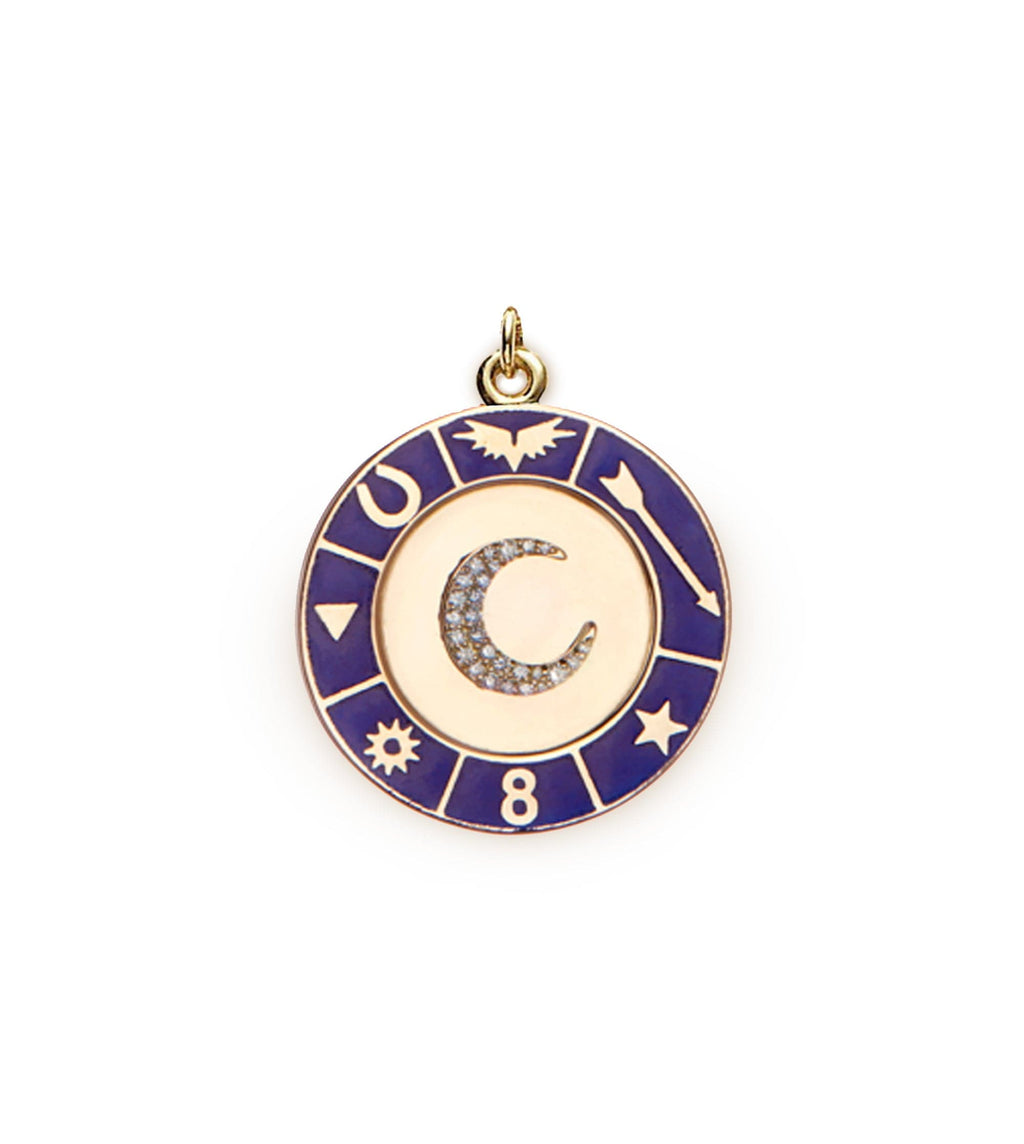 18K Yellow Gold Blue Crescent : Champleve Enamel Wheel Medallion – FoundRae