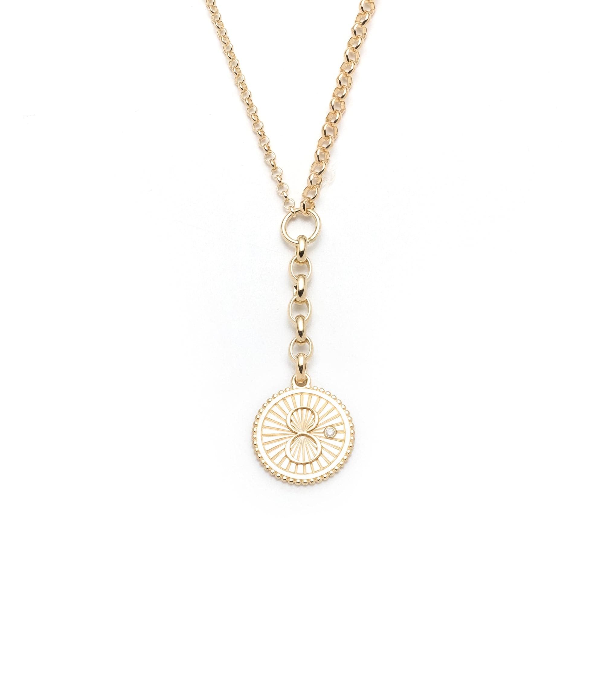 Foundrae Medium Mixed Belcher Extension Chain Necklace with Pause Medallion