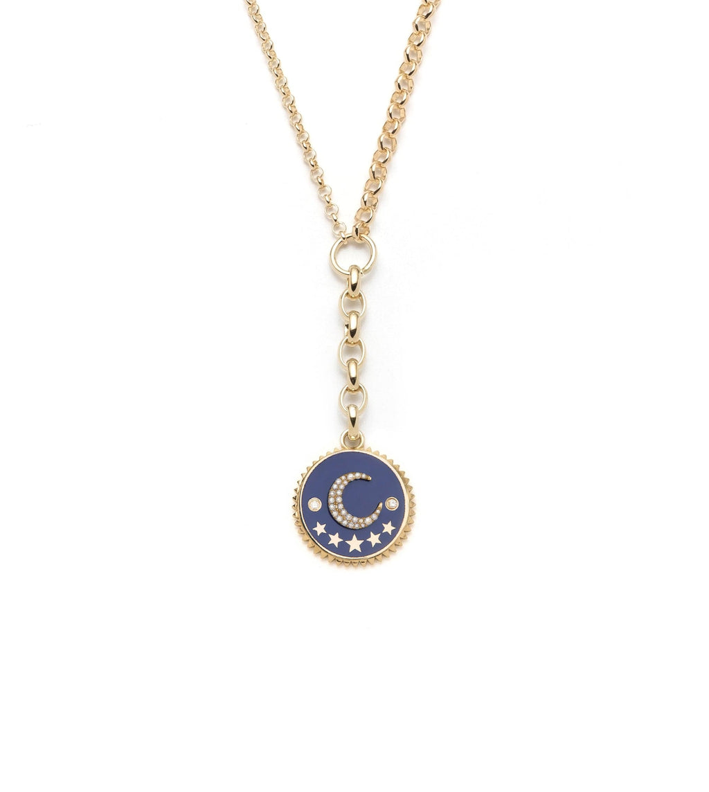 Blue Crescent : Champleve Medium Mixed Belcher Extension Chain Necklace view 1