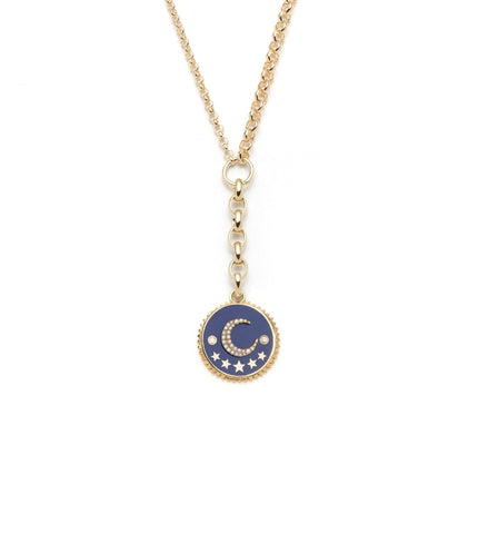 Blue Crescent : Champleve Medium Mixed Belcher Extension Chain Necklace