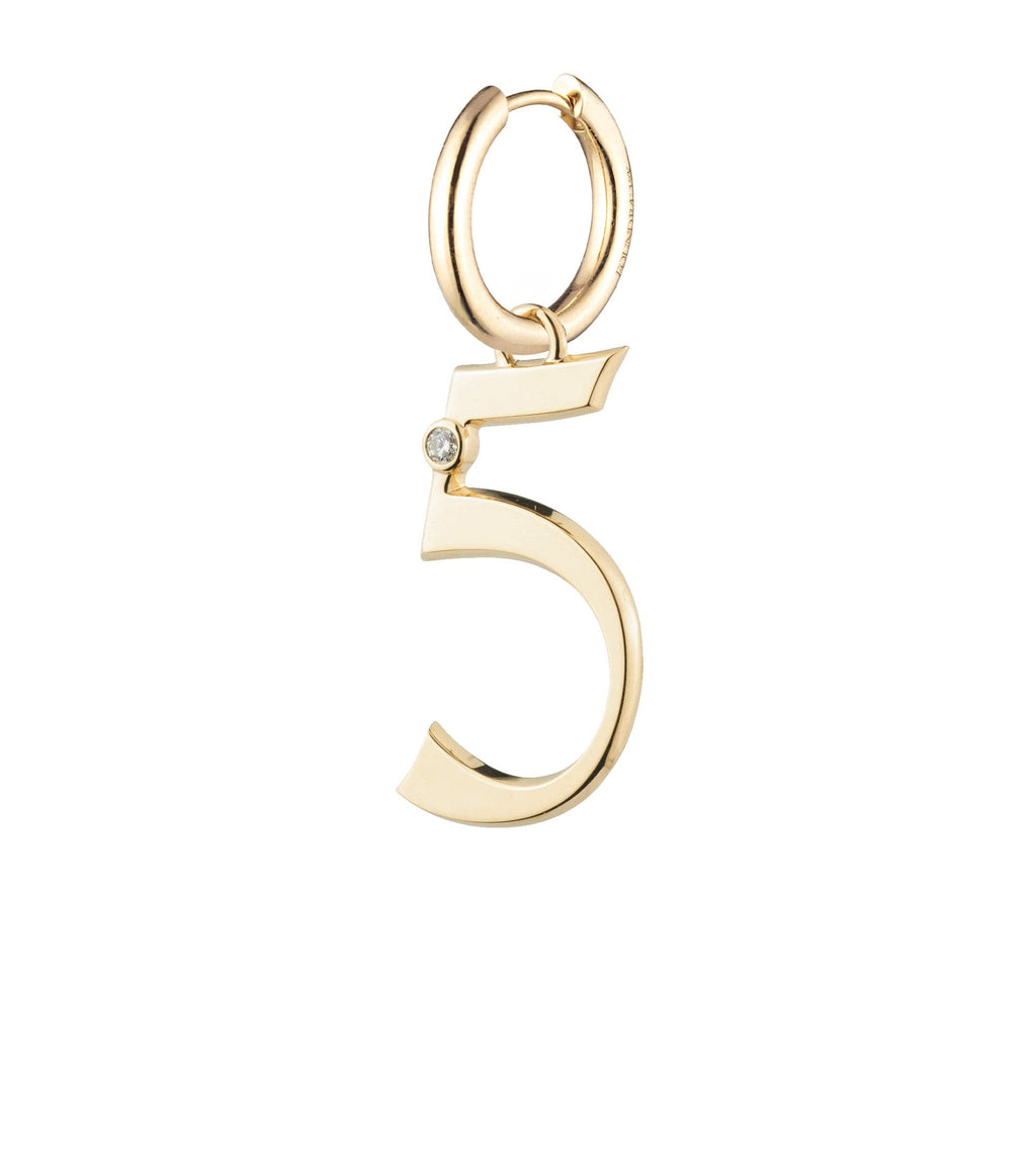 Engravable Number 5 : Oversized Small Chubby Ear Hoop view 1