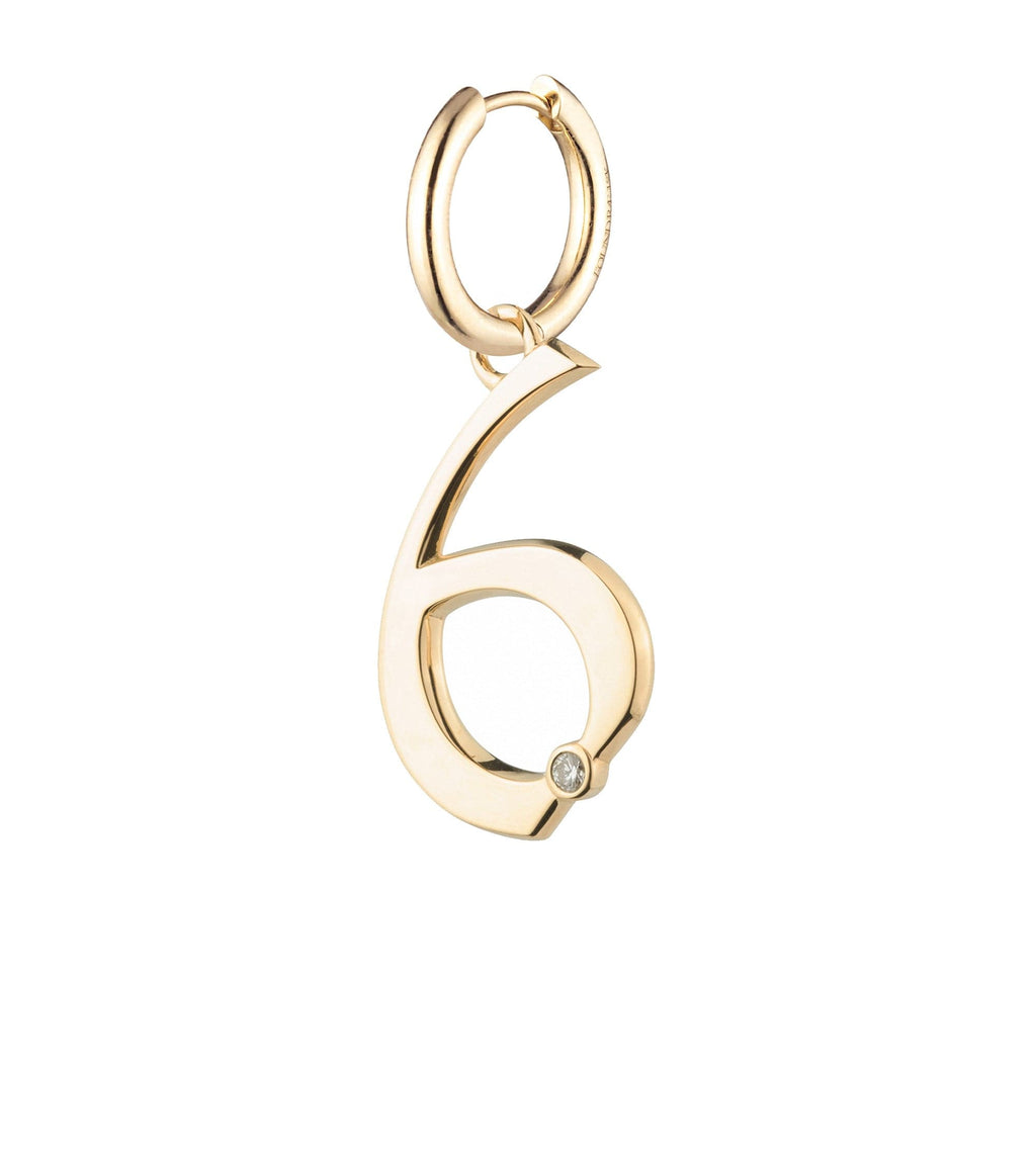 Engravable Number 6 : Oversized Small Chubby Ear Hoop view 1