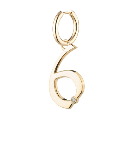 Engravable Number 6 : Oversized Small Chubby Ear Hoop