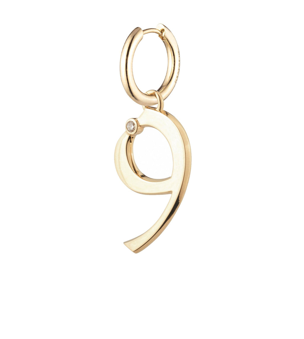 Engravable Number 9 : Oversized Small Chubby Ear Hoop view 1