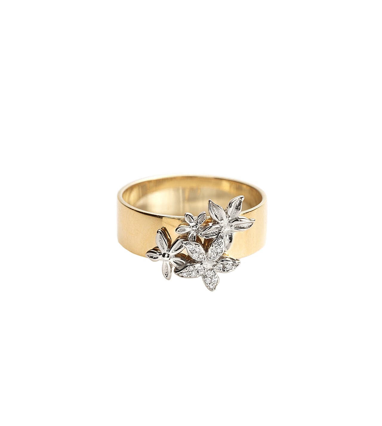 Louis Vuitton Color Blossom Ring, Yellow and White Gold and Pave Diamond Gold. Size 47