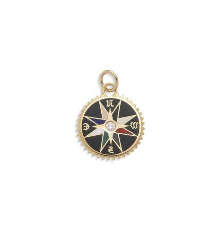 Black Internal Compass : Petite Champleve Medallion