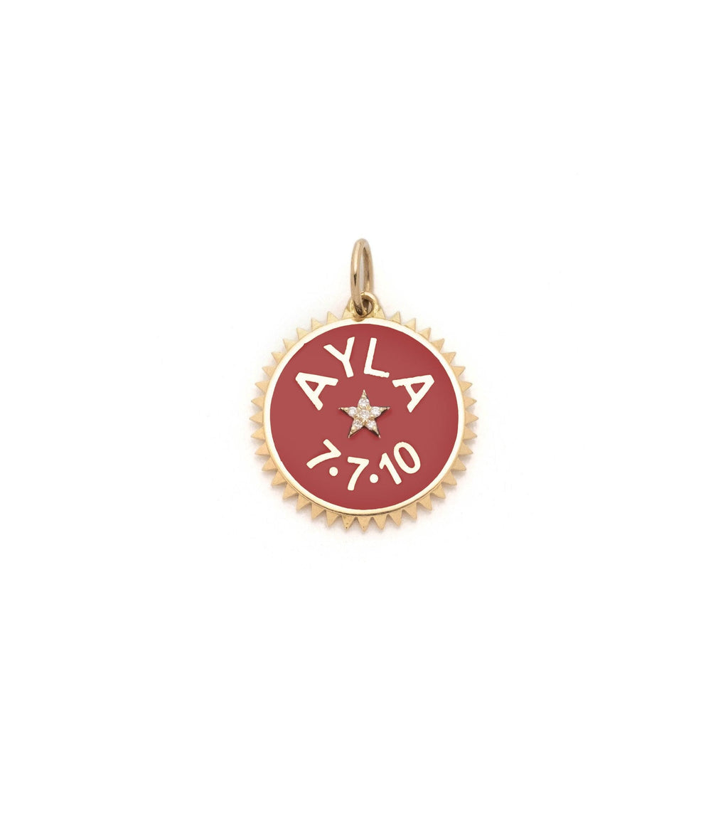 Red Personalized Petite Champleve Medallion view 1