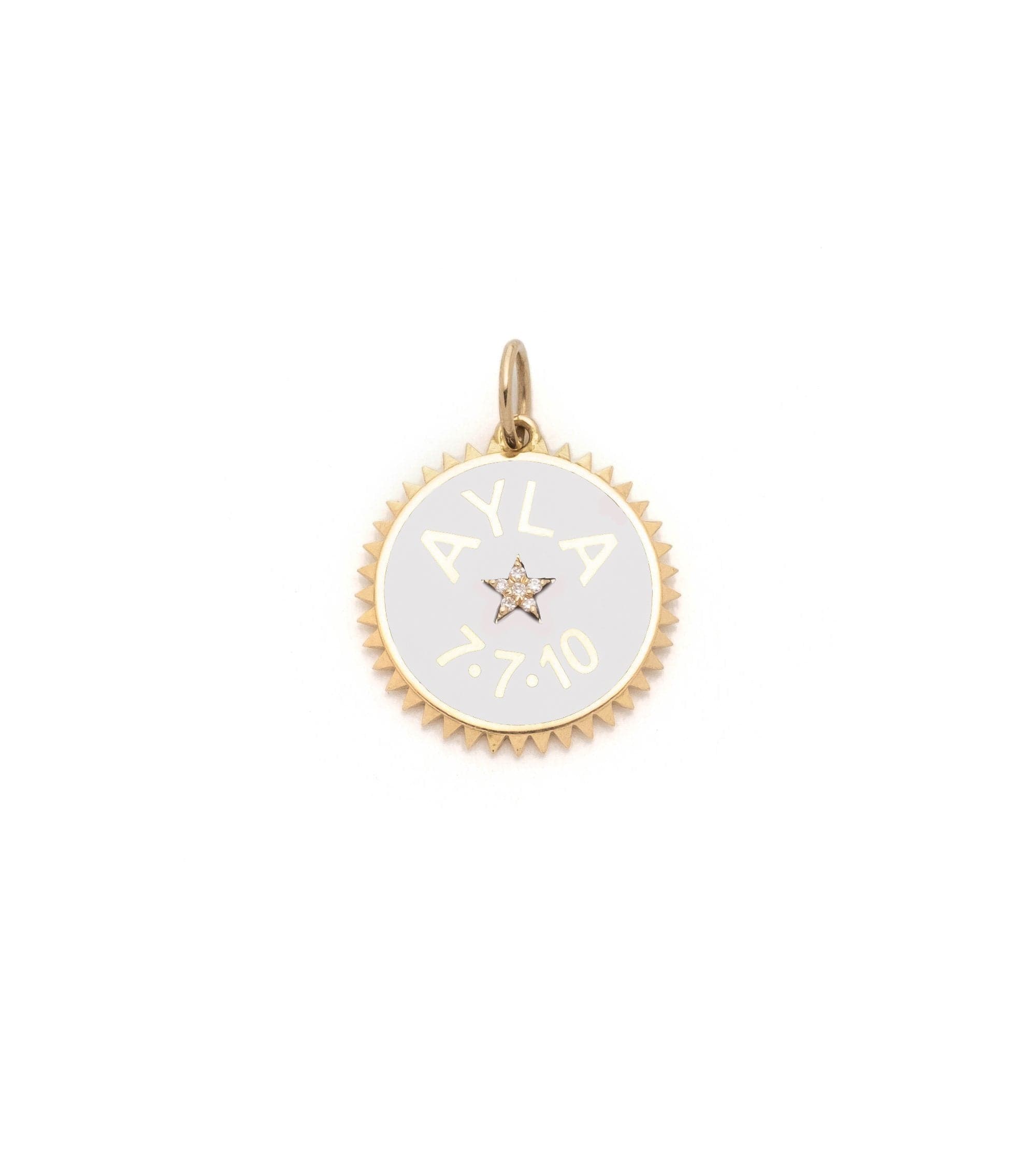 White Personalized Petite Champleve Medallion