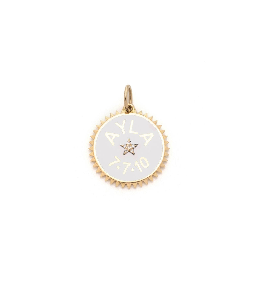 White Personalized Petite Champleve Medallion view 1