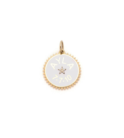 White Personalized Petite Champleve Medallion