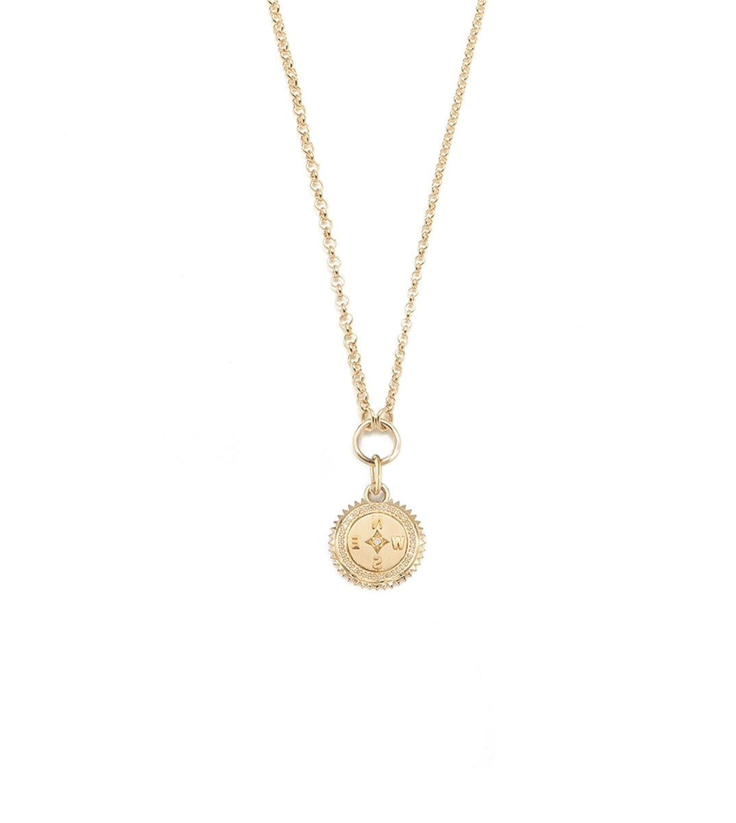 18K Yellow Gold Internal Compass Chain Necklace with Diamond – FoundRae
