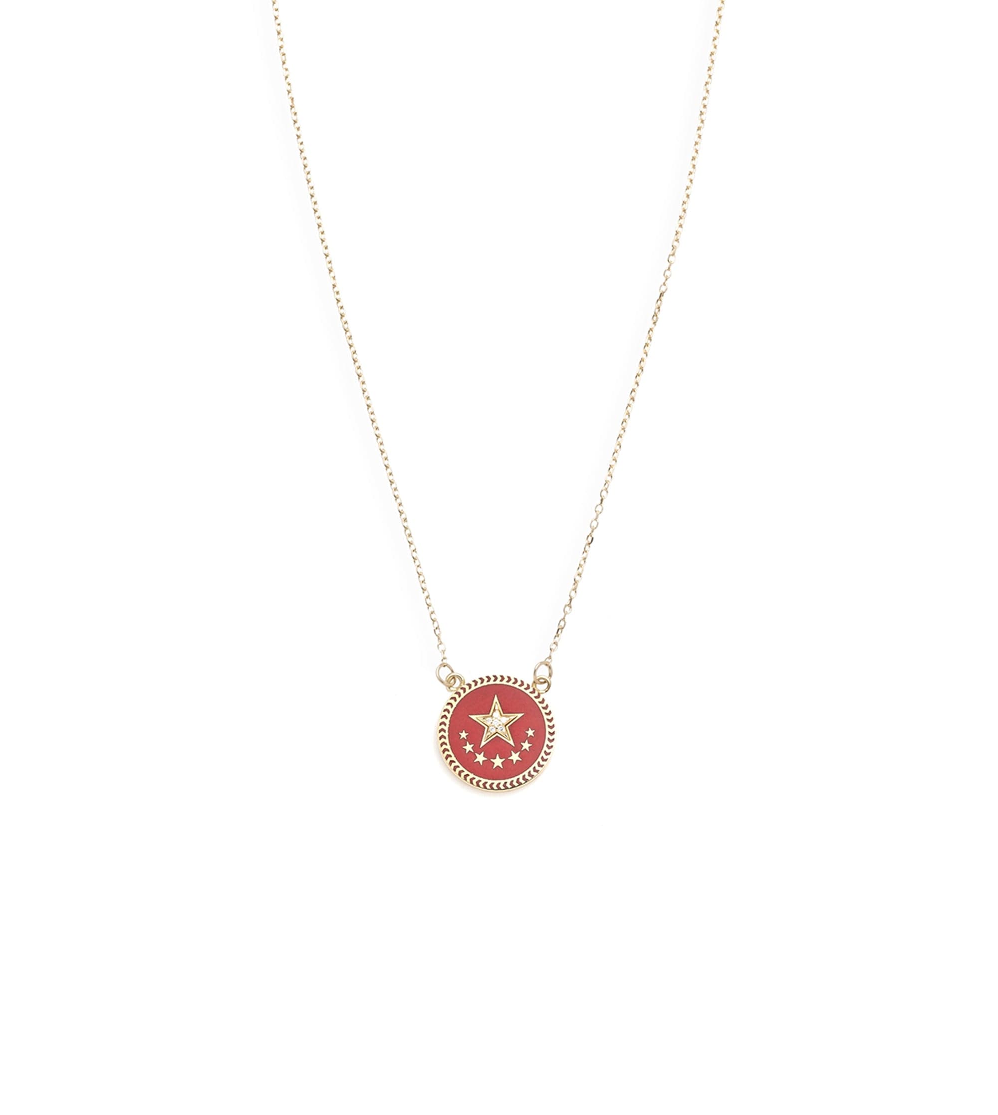 Red Star : Petite Champleve Enamel Stationary Necklace