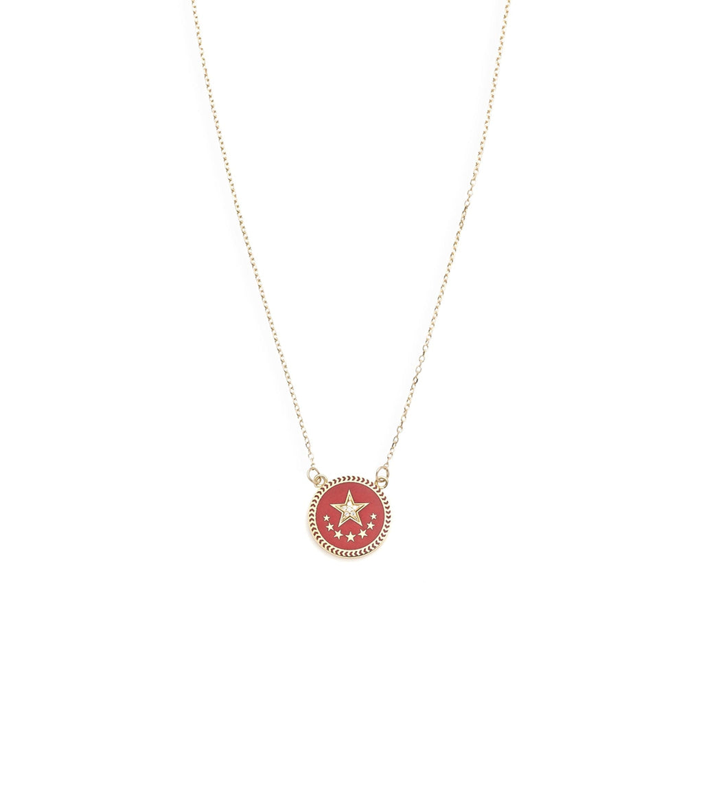 Red Star : Petite Champleve Enamel Stationary Necklace view 1