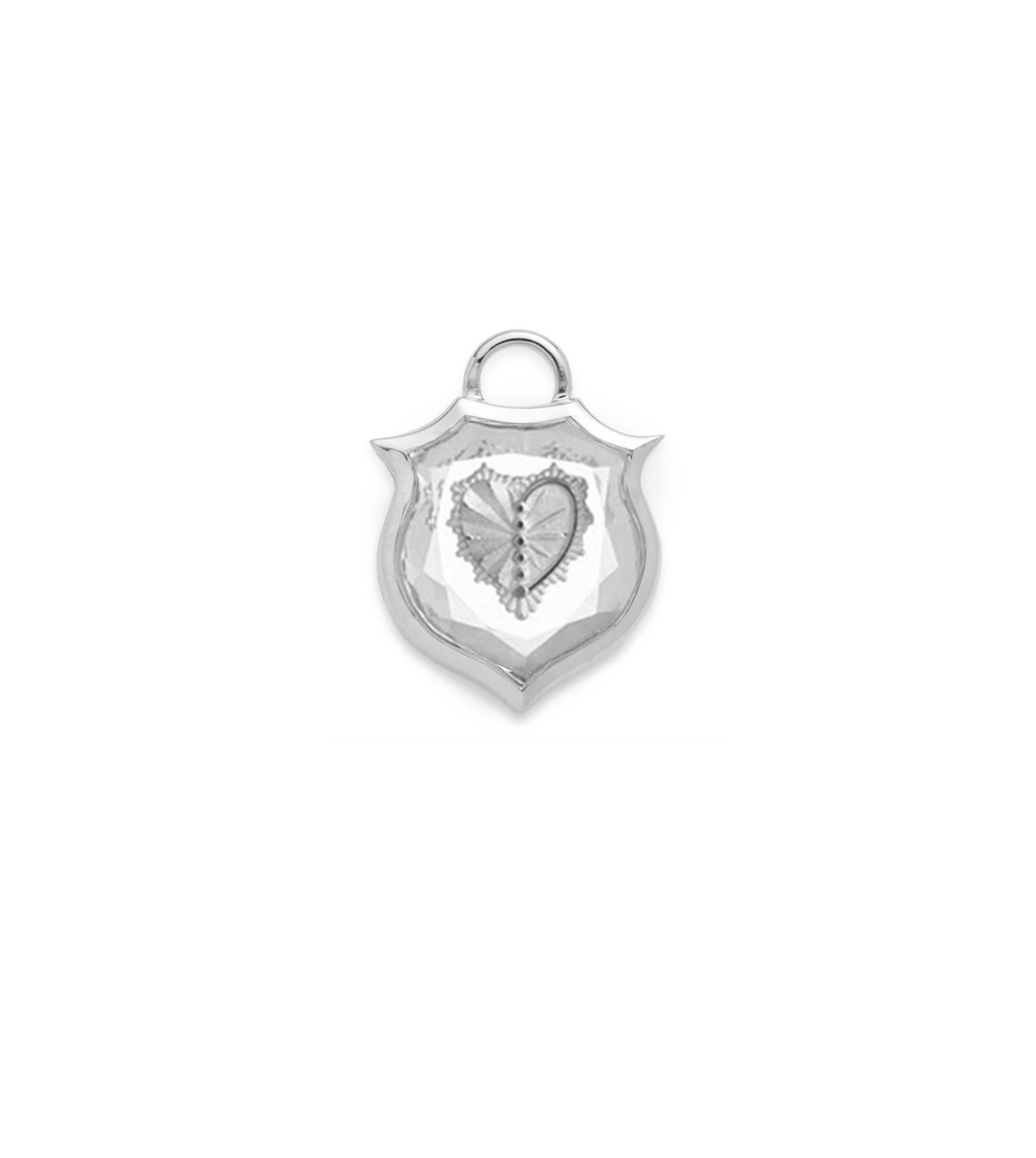 Heart Sealed Gemstone Crest White Gold view 1