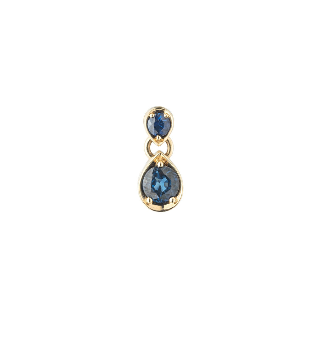 18K Yellow Gold Forever & Always a Pair - Love : Blue Sapphire Gemstone Double Drop Earring – FoundRae