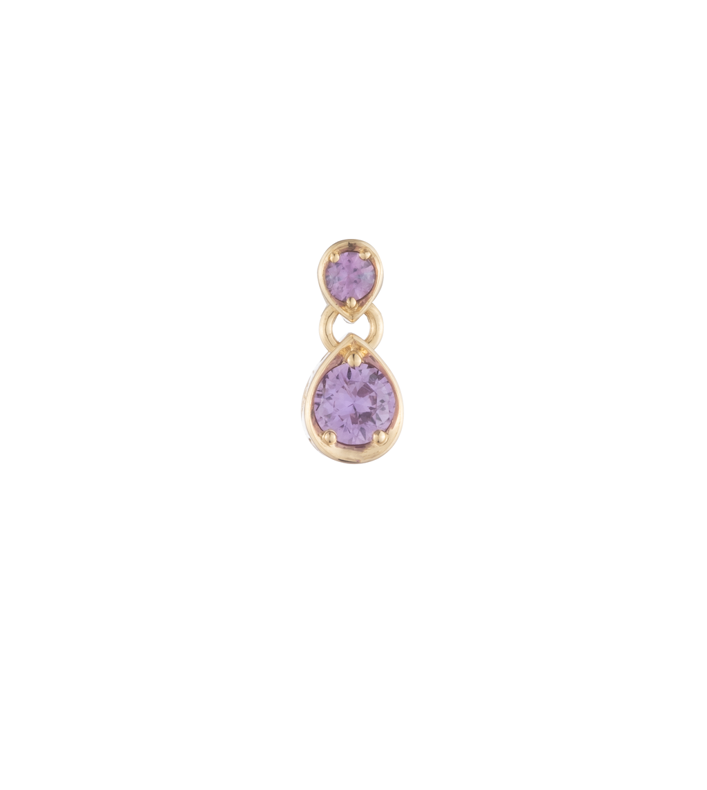 18K Yellow Gold Forever & Always a Pair - Love : Lilac Sapphire Gemstone Double Drop Earring – FoundRae