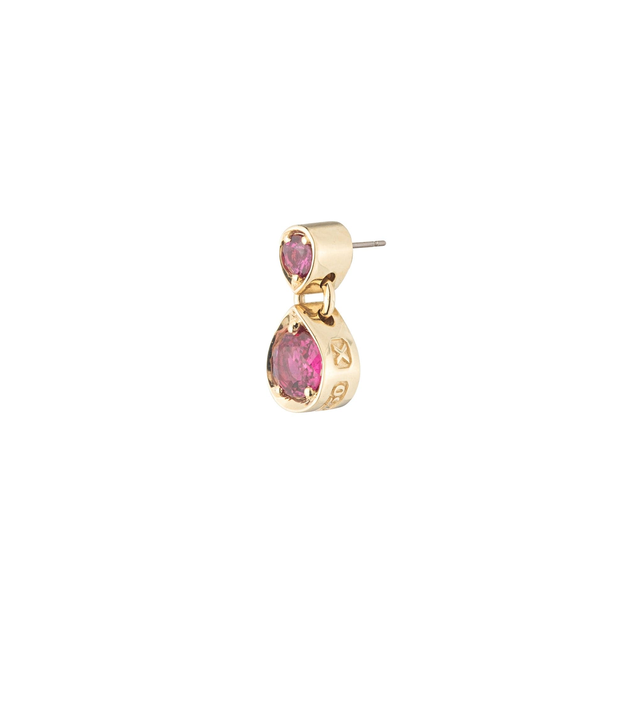 Foundrae | Forever & Always A Pair Love Ruby Gemstone Double Drop Earring 18K Yellow Gold