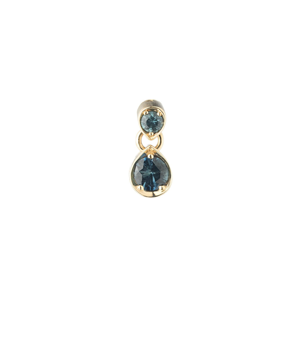 18K Yellow Gold Forever & Always a Pair - Love : Teal Sapphire Gemstone Double Drop Earring – FoundRae