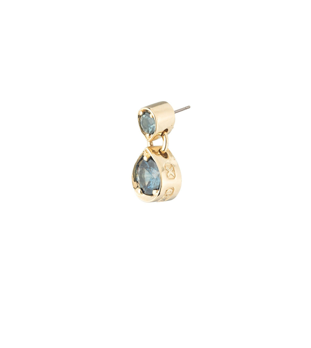 Forever & Always a Pair - Love : Teal Sapphire Gemstone Double Drop Earring view 1