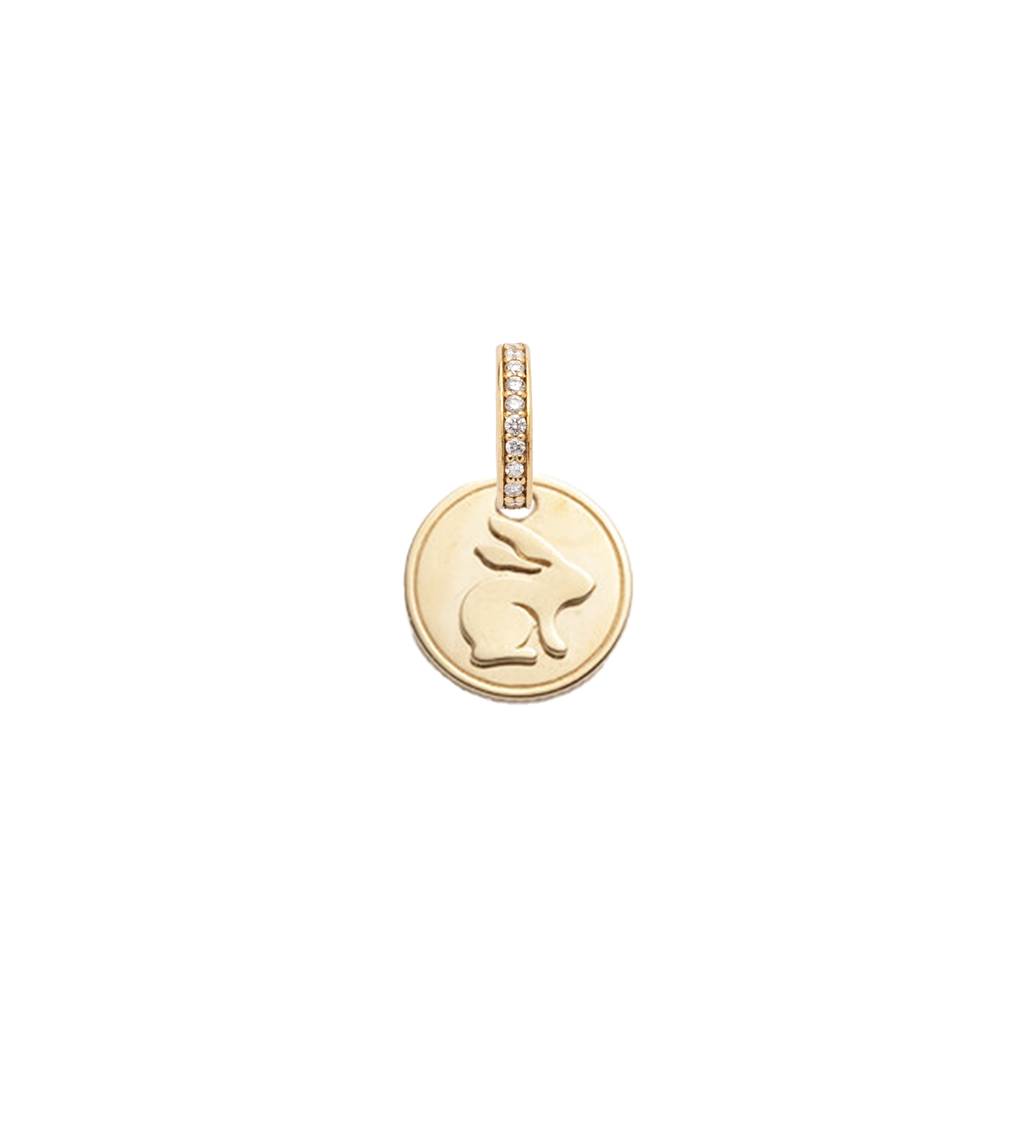 18K Yellow Gold Bunny - Love : Miniature Coin with Oval Push Gate – FoundRae