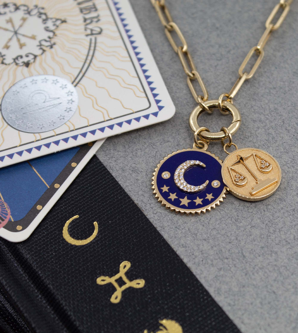 18K Yellow Gold Blue Crescent : Medium Champleve Medallion – FoundRae