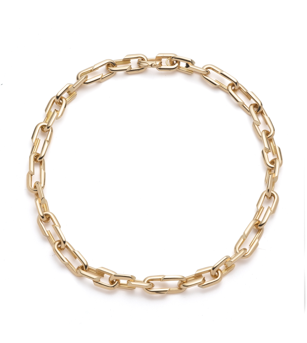 18K Yellow Gold Medium Strong Hearts Love Link Chain Necklace – FoundRae