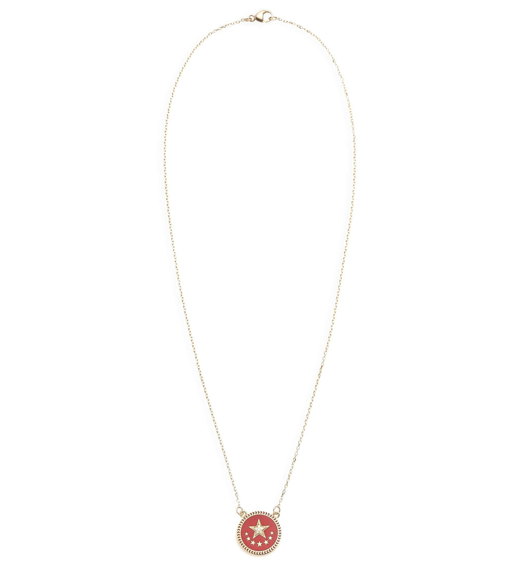 18K Gold Red Star : Petite Champleve Enamel Stationary Necklace – FoundRae