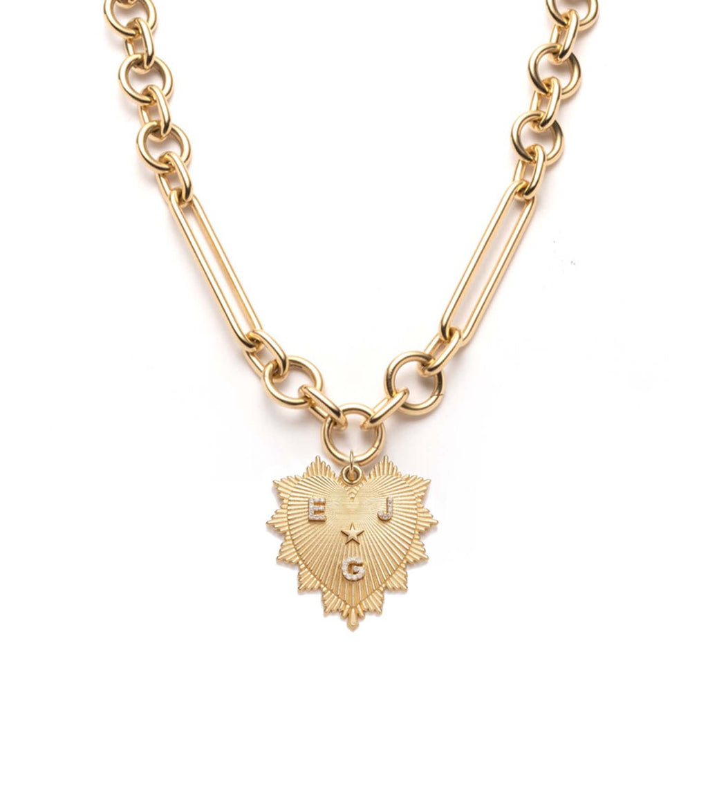 18K Yellow Gold Custom Heart Love Token : Oversized Mixed Clip Chain – FoundRae