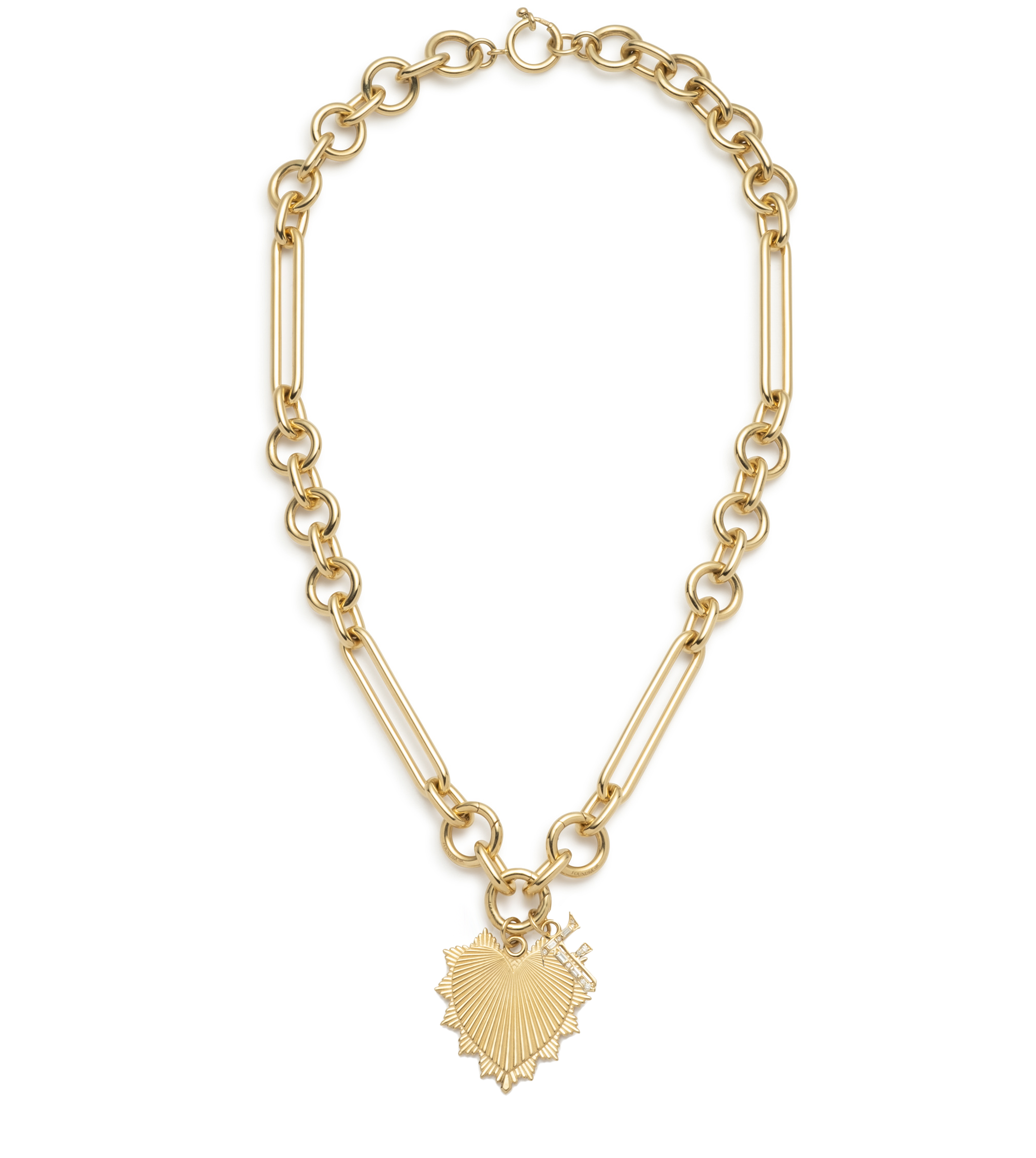 Love Initial Story : Oversized Mixed Clip Chain Necklace