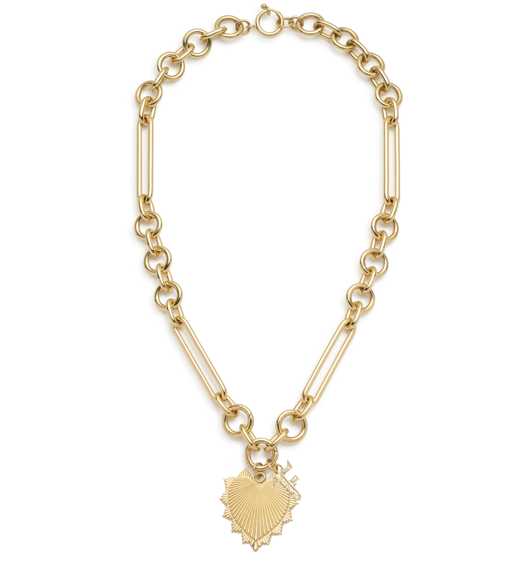 18K Yellow Gold Love Initial Story : Oversized Mixed Clip Chain Necklace – FoundRae