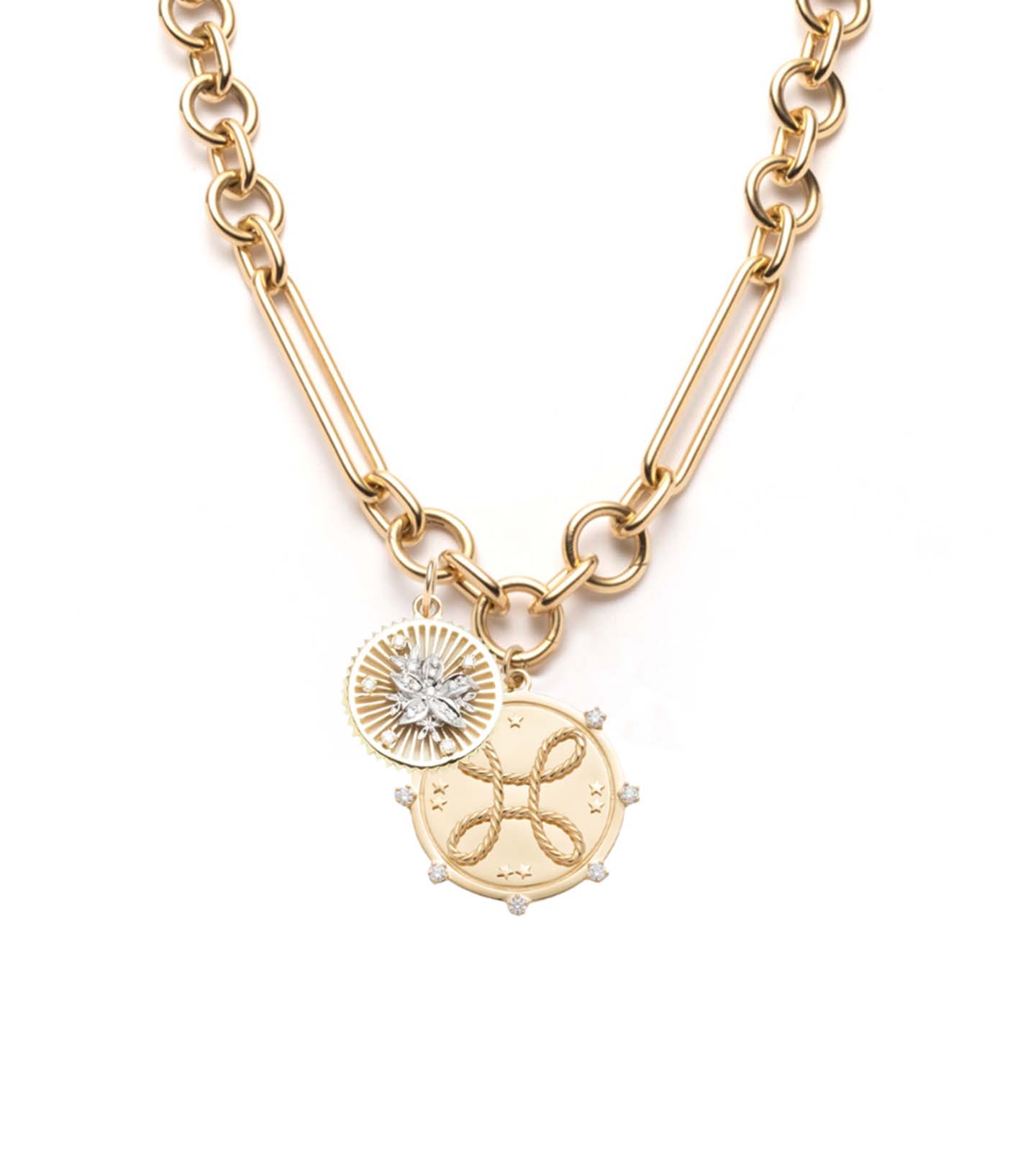 18K Yellow Gold Custom Heart Clover Personalized Initial Medallion with  Diamond – FoundRae