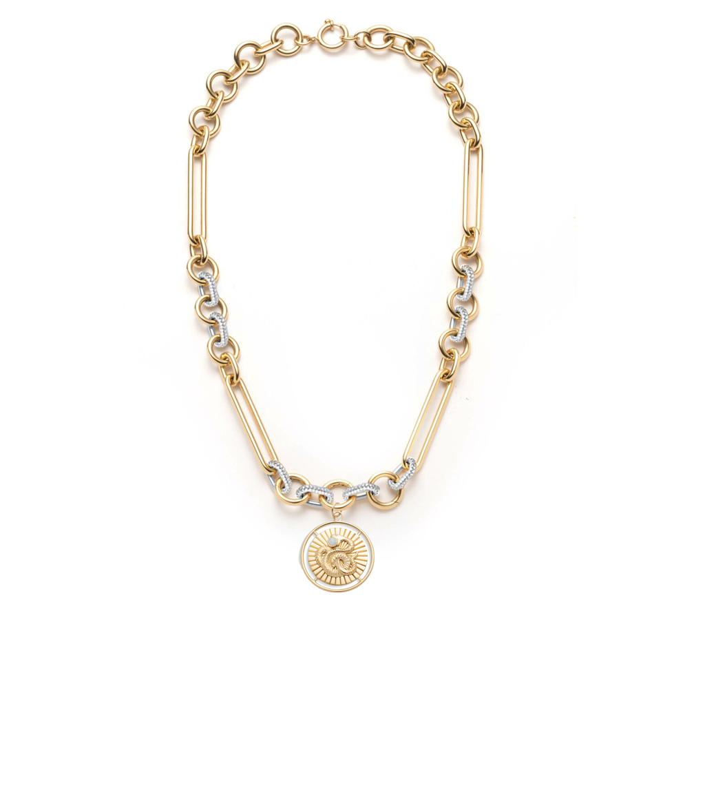 Wholeness : Oversized Pave Feature Mixed Clip Chain Necklace view 2