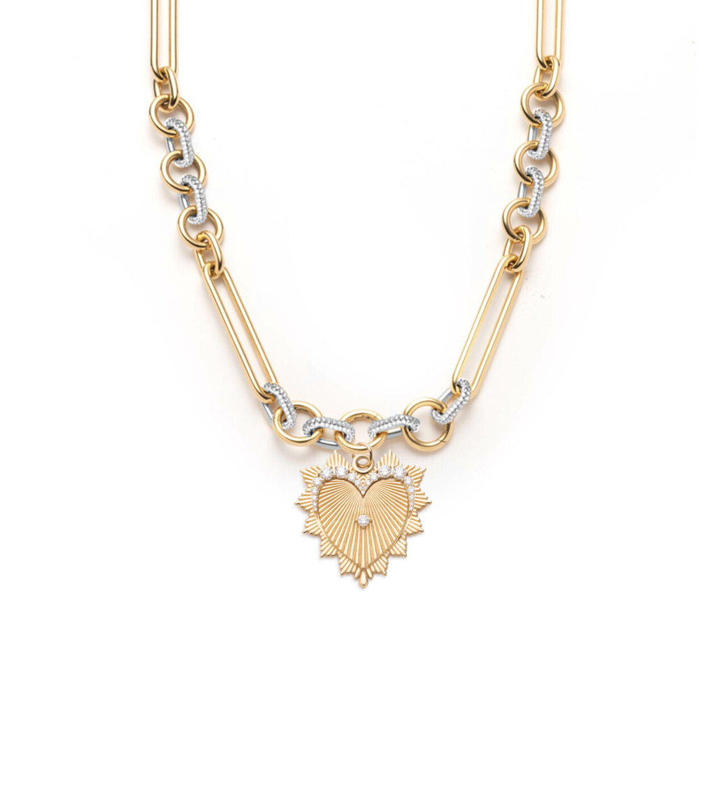 Love : Oversized Pave Feature Mixed Clip Chain Necklace view 1