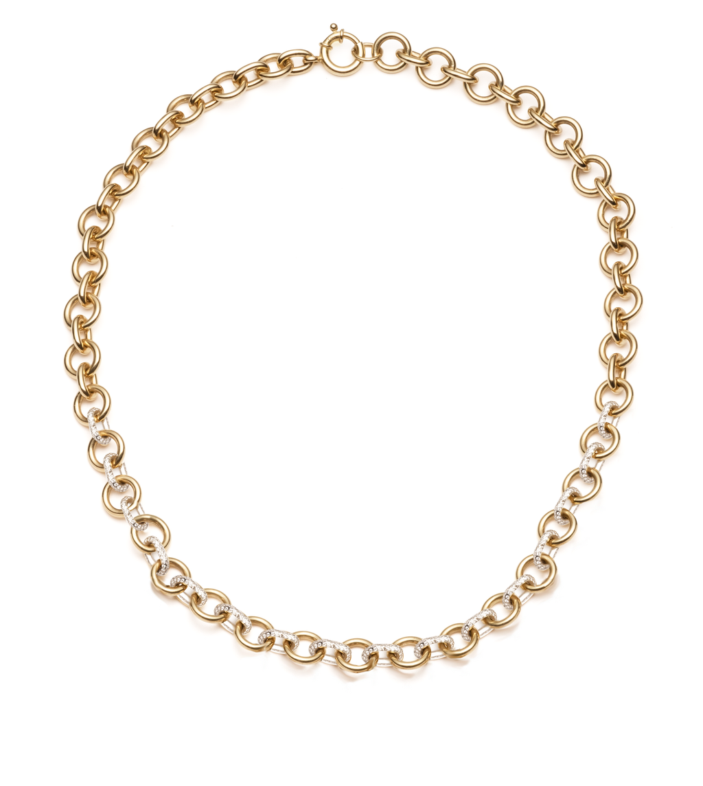 18K Yellow Gold Midsized Mixed Link Diamond Pave Chain – FoundRae